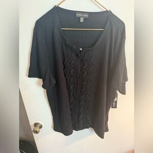 Black Lace Detail Women's Blouse